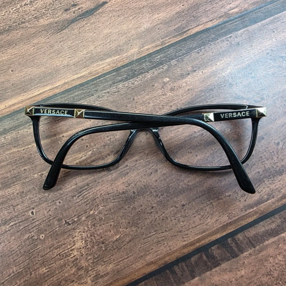 Versace MOD 3188 Black Gold Cat Eye Eyeglasses Frames Italy 53-16-140